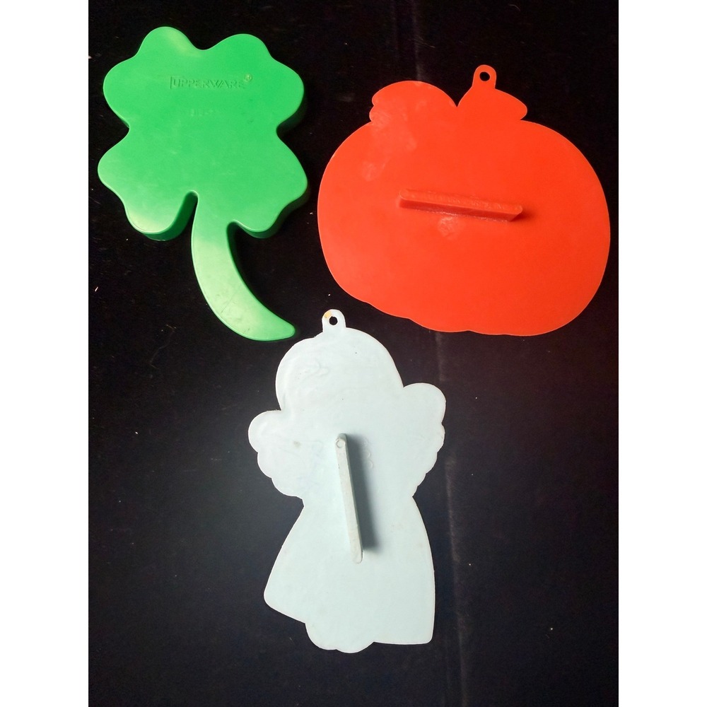 Vintage Tupperware Shamrock Hallmark Pumpkin Angel Cookie Cutters Set of 3
